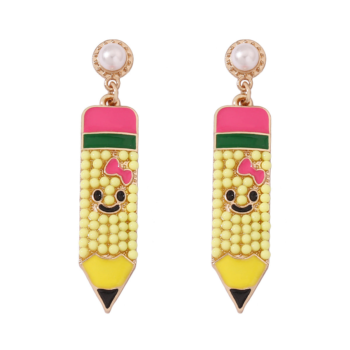 Wholesale Rice Ball Pencil Set with Diamond Alloy Earrings